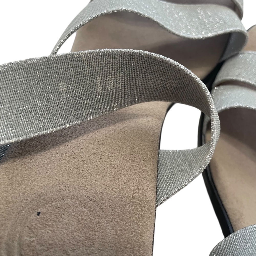 Charleston Shoe Co Jac Strappy Heel Sandal Silver Comfort Shoes Size 9 - Picture 8 of 9